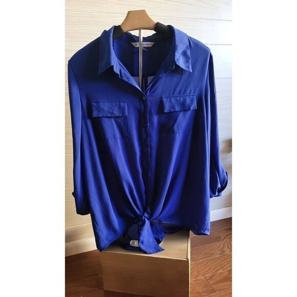 Peter Nygars Royal Blue Long Sleeve Blouse Size Large - Picture 2 of 6